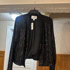 Black sequined long sleeve jacket, NWT